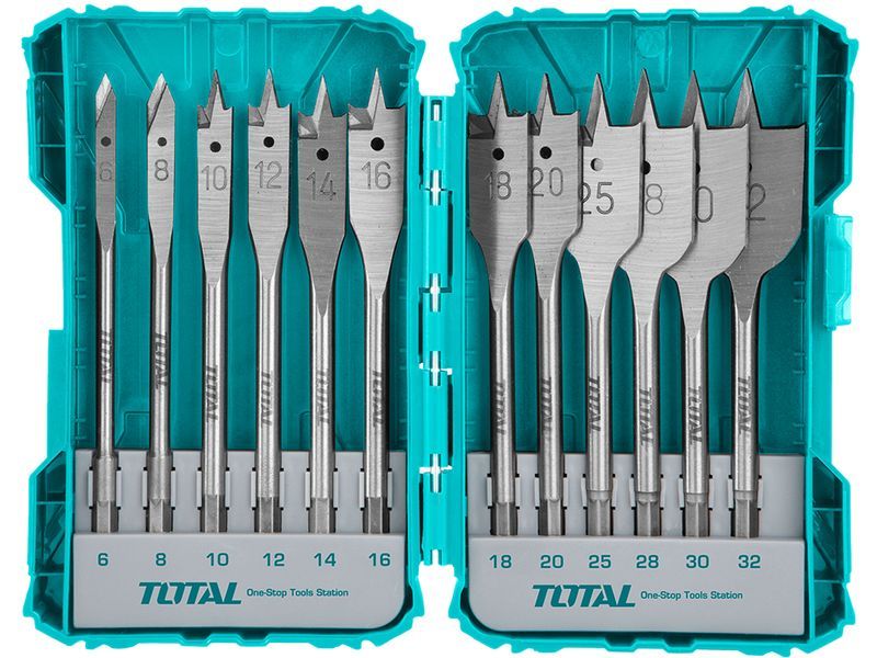 Flatt bor for tre, sett med 12 deler, 152 mm Flatt bor for tre, sett med 12 deler, 152 mm