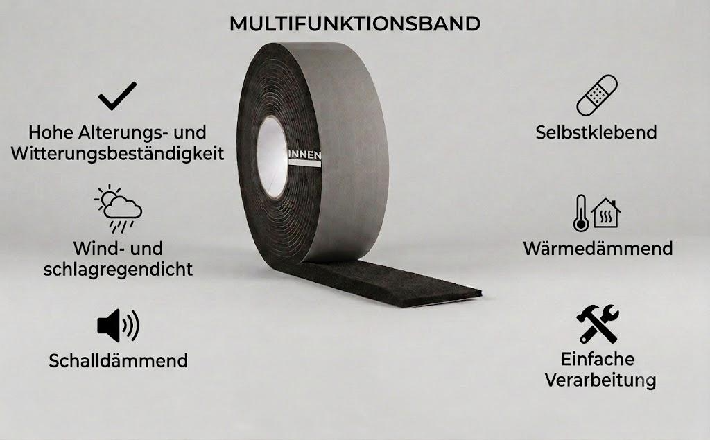 Multifunksjonell forseglingstape 65/5-10 mm, svart, 8 m Multifunksjonell forseglingstape 65/5-10 mm, svart, 8 m
